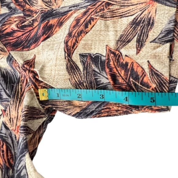 Caribbean Silk Blend Feathers Print Short Sleeve‎ Hawaiian Camp Shirt Mens 2XT - Picture 4 of 12